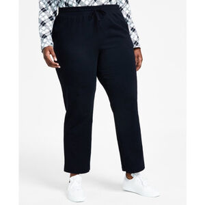 Karen Scott Plus Size 0X Black Knit Drawstring Sweat Pants / Joggers NWT